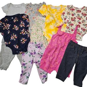 Baby Girl Clothes Lot – Size 3-6 Months (10 Pieces, Mixed Brands)